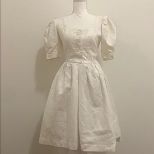 vintage YSL white puff sleeves dress